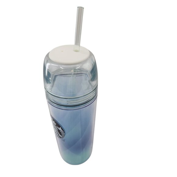 Starbucks 16 Oz Gradient Blue Double-Wall Acrylic Tumbler With Straw & Lid - Picture 4 of 7